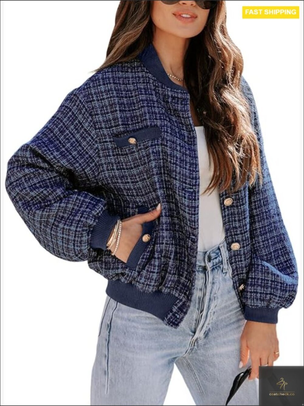 Trendy Plaid Shacket Long Sleeve Button Down Cropped Jacket Fall Winter